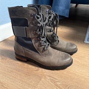 Sorel Taupe Lace-Up Women's Combat Boots
